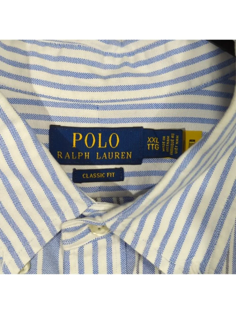 Polo Ralph Lauren Shirt Men's XXL Blue Classic Fit Striped Oxford Fun Shirt OCBD